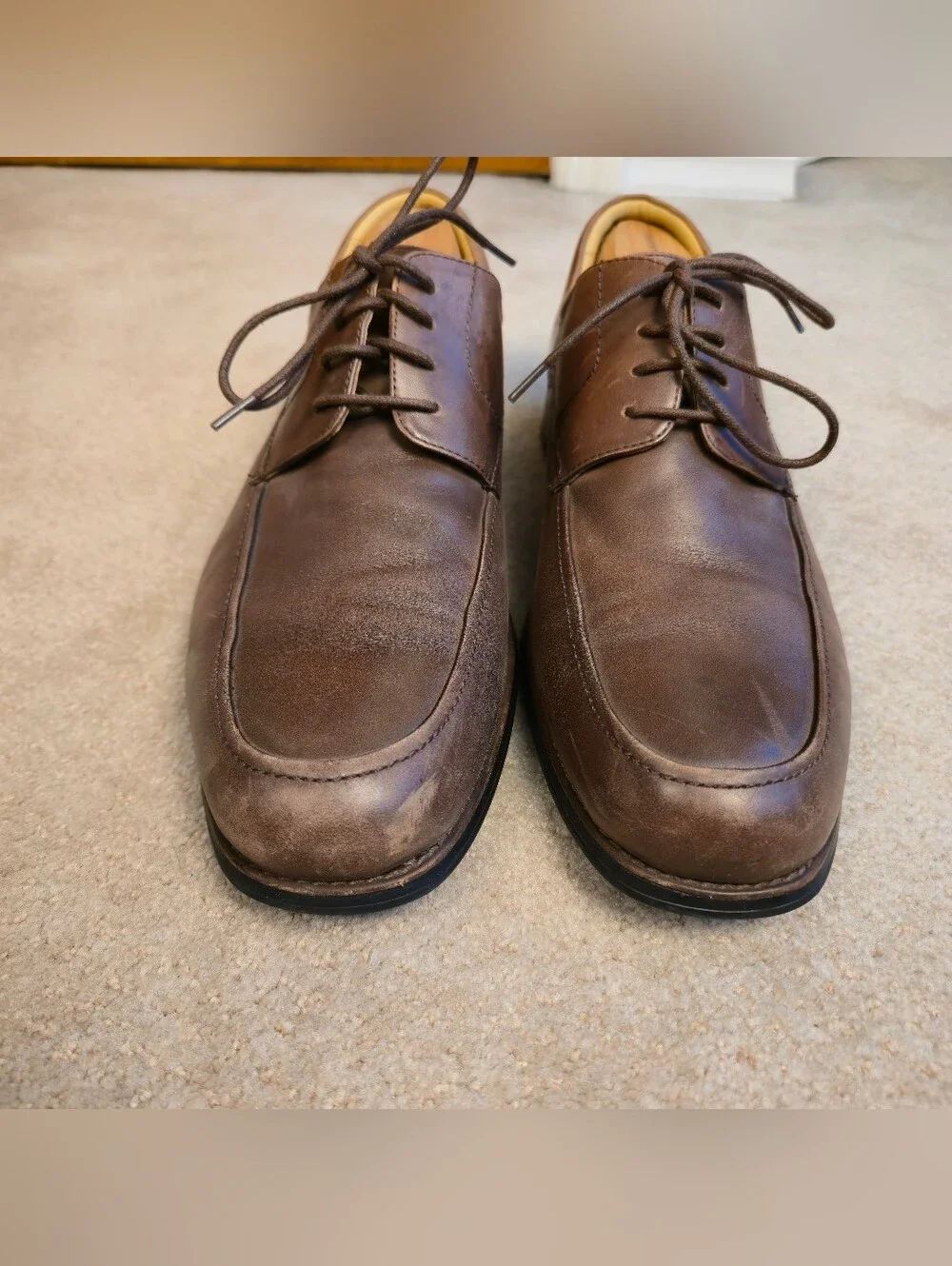 Johnston & Murphy Size 11.5 Brown Sheepskin Leather Oxford Dress Shoes #20-7430